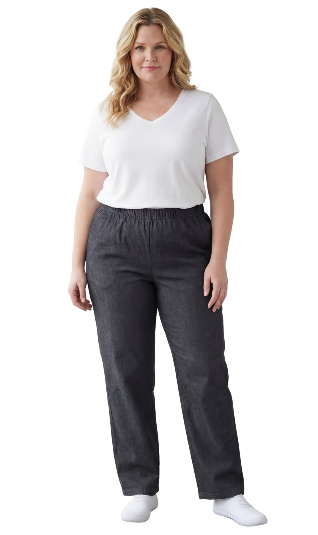 Women's Lightweight Pull-On Denim Jeans Relaxed Straight Leg