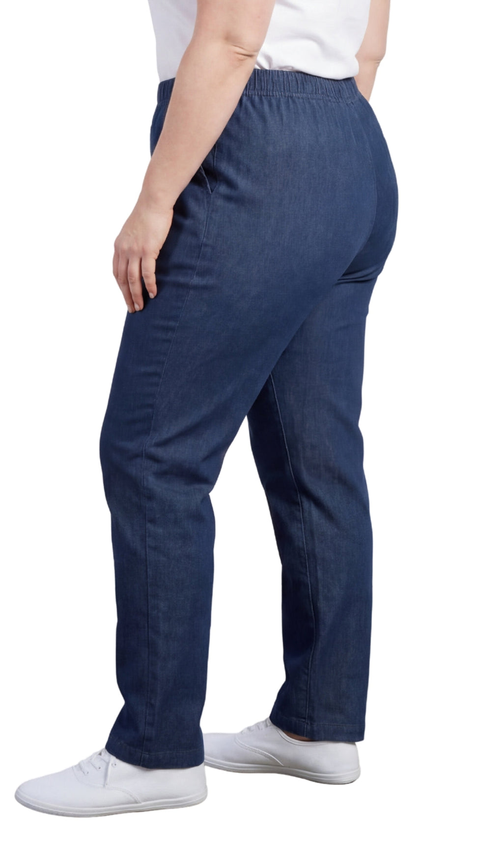 Women's Lightweight Pull-On Denim Jeans Relaxed Straight Leg