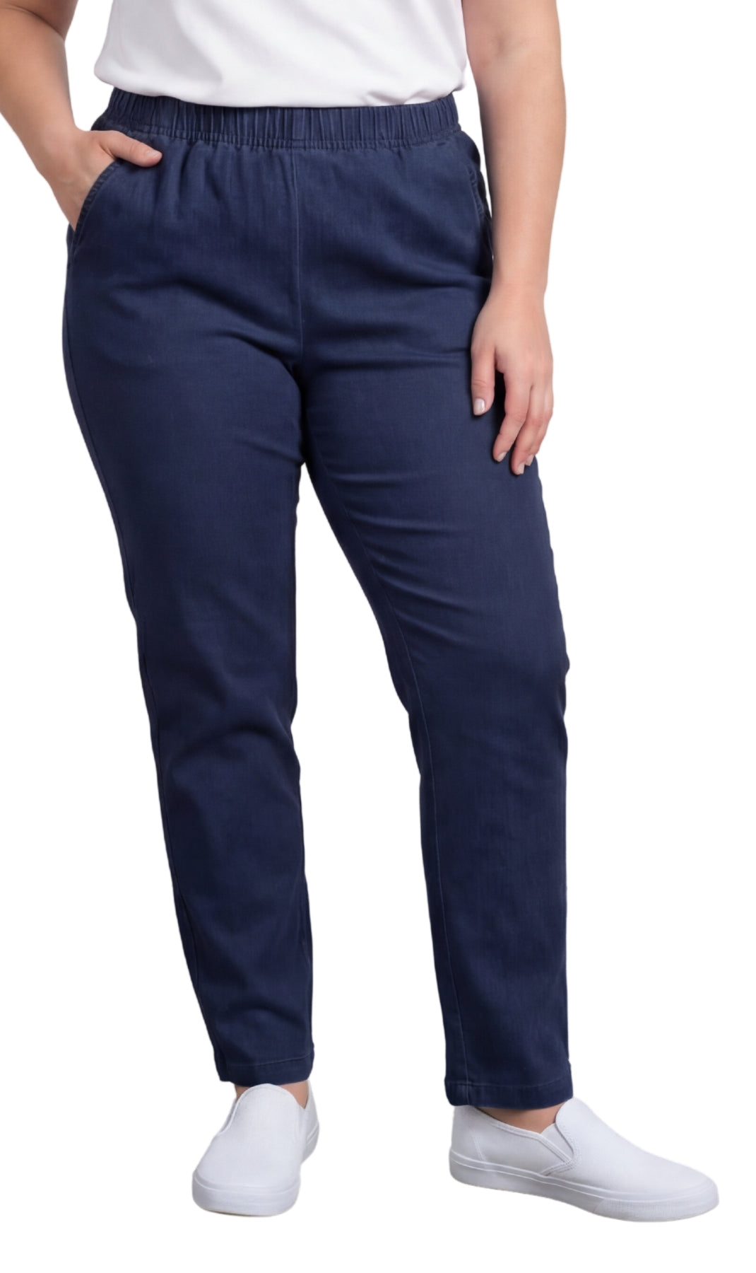 Women's Lightweight Pull-On Denim Jeans Relaxed Straight Leg