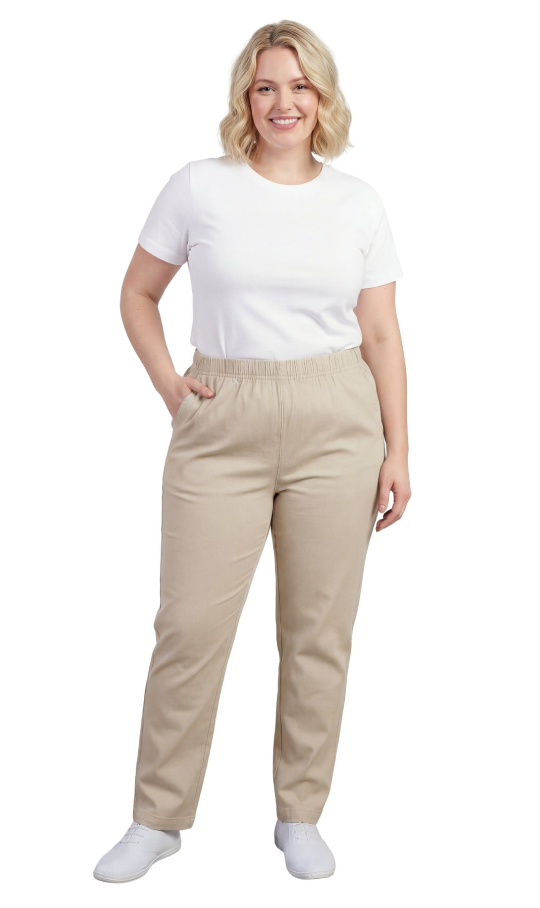 Women's Lightweight Pull-On Denim Jeans Relaxed Straight Leg