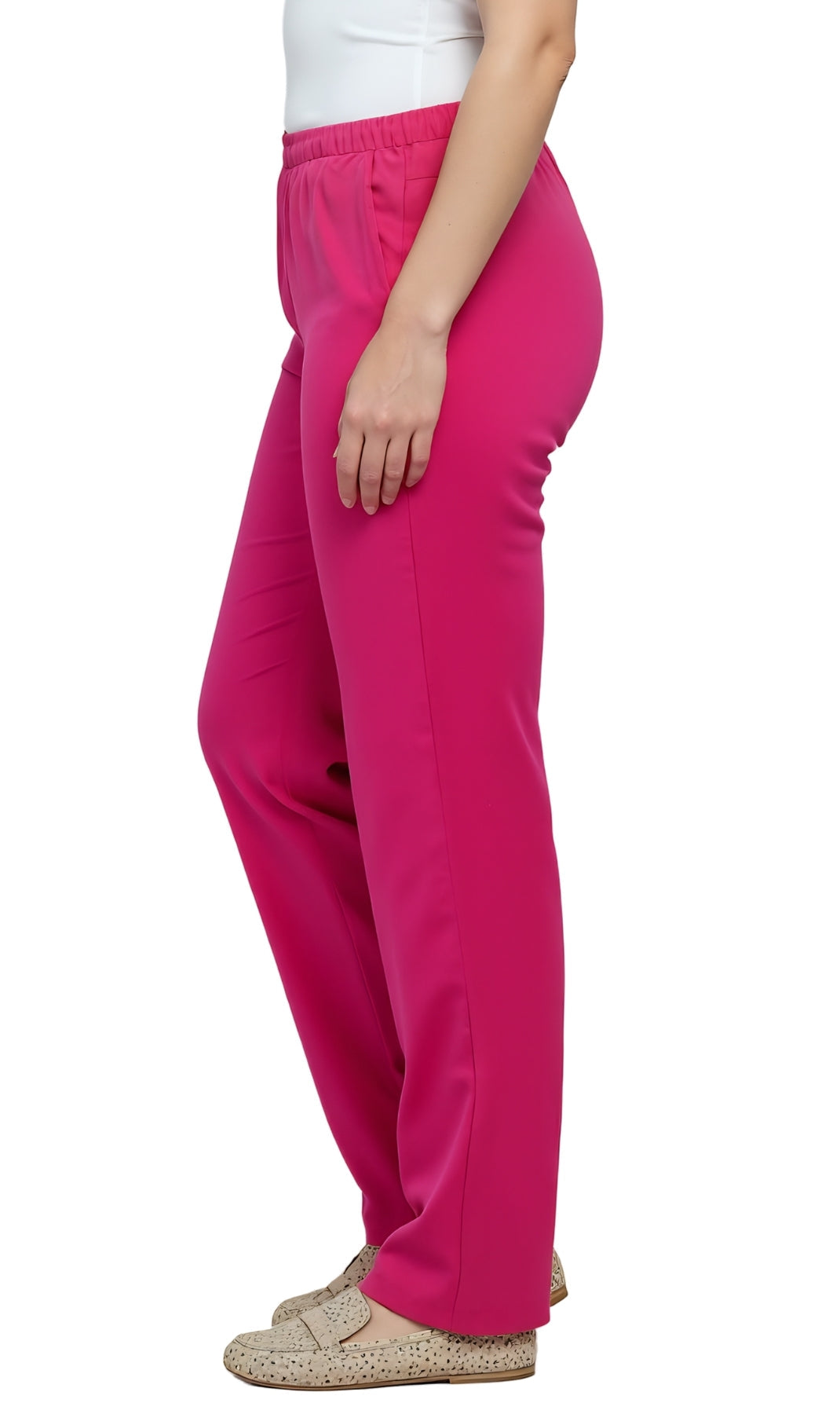 Women's Pull-On Flat Front Knit Pants with Elastic Waist