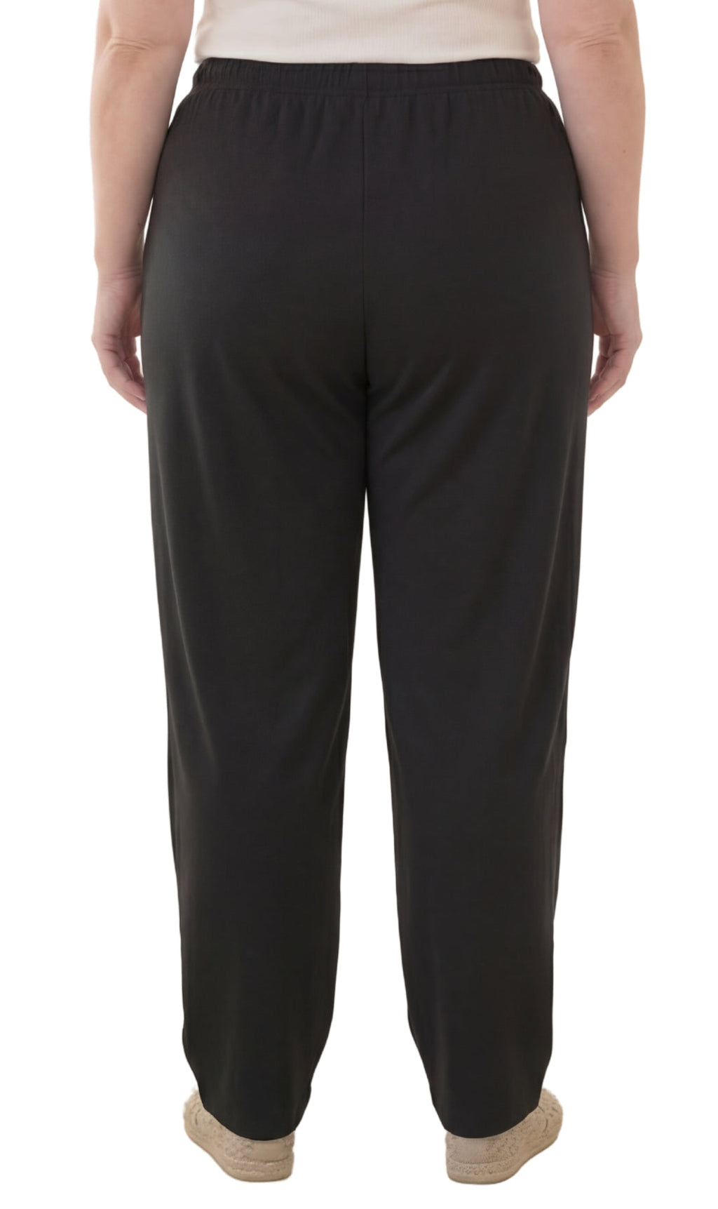 Women's Pull-On Flat Front Knit Pants with Elastic Waist