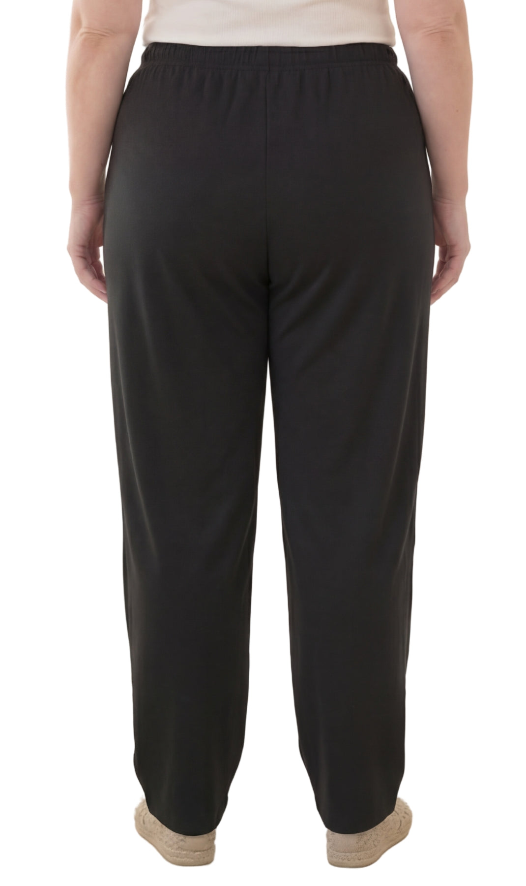 Women's Pull-On Flat Front Knit Pants with Elastic Waist