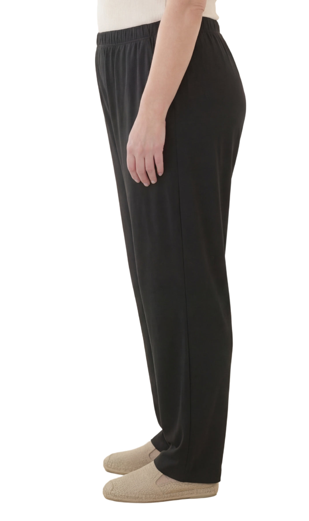 Women's Pull-On Flat Front Knit Pants with Elastic Waist