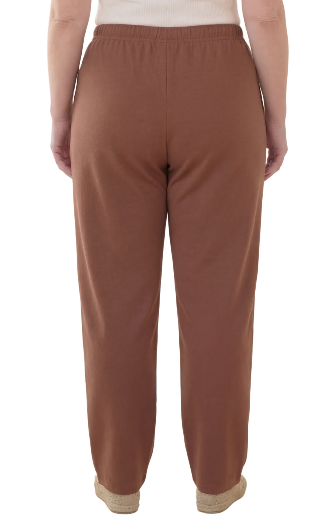 Women's Pull-On Flat Front Knit Pants with Elastic Waist