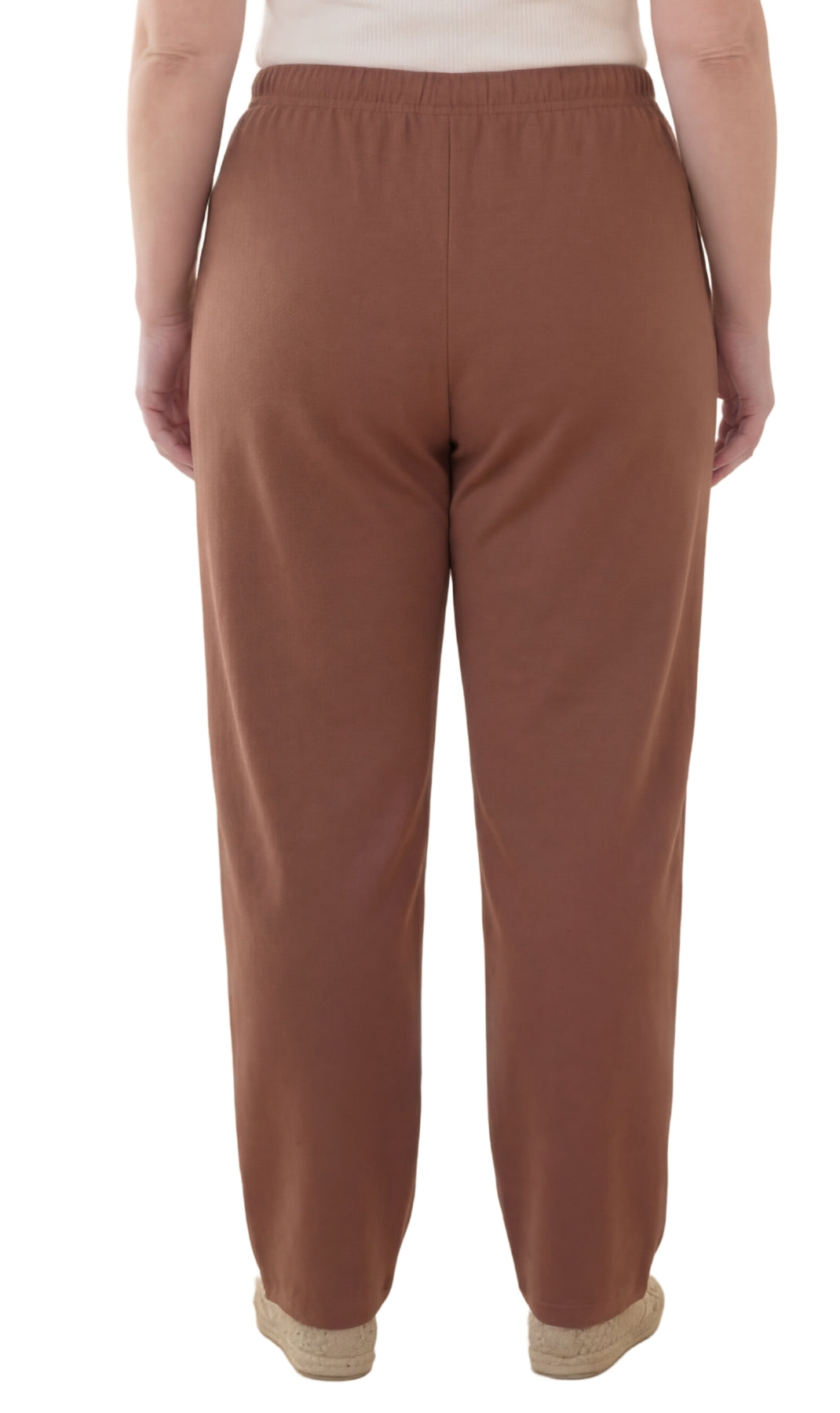 Women's Pull-On Flat Front Knit Pants with Elastic Waist