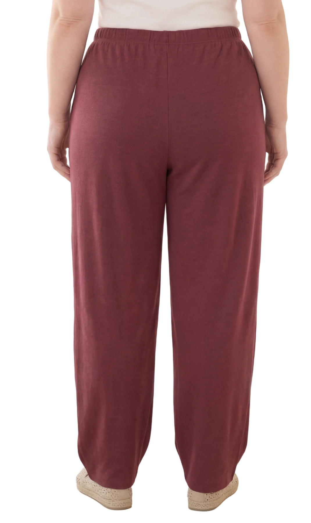 Women's Pull-On Flat Front Knit Pants with Elastic Waist