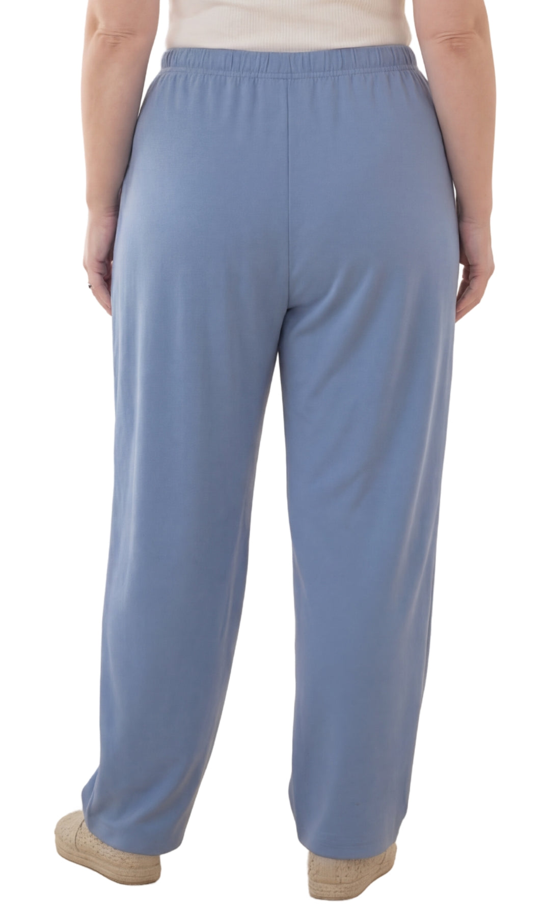 Women's Pull-On Flat Front Knit Pants with Elastic Waist