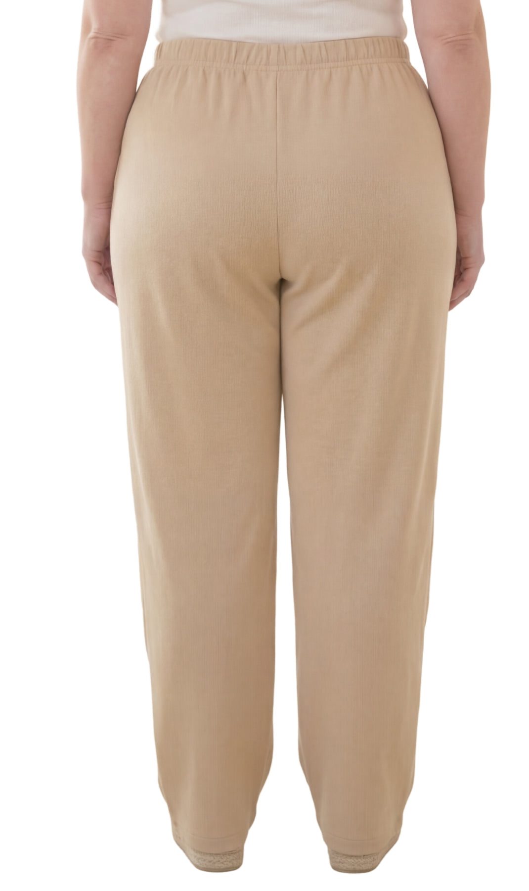 Women's Pull-On Flat Front Knit Pants with Elastic Waist