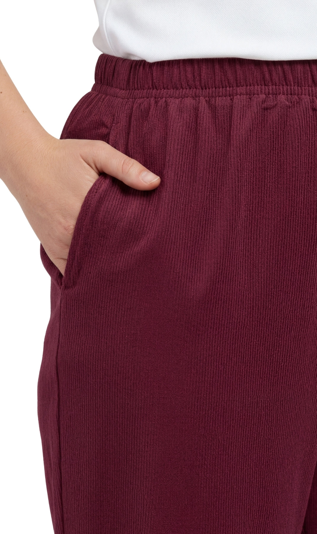Women's Fine Wale Corduroy Pull-On Pants with Covered Elastic