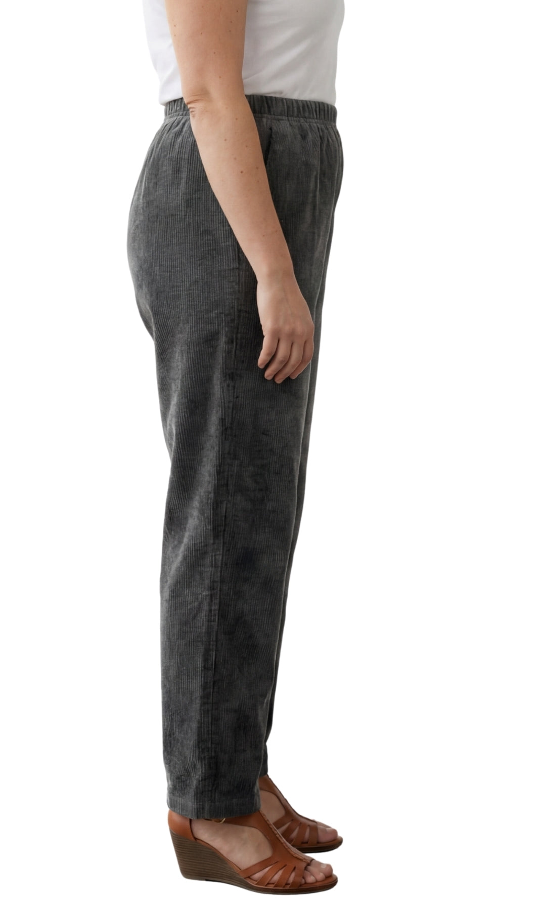 Women's Fine Wale Corduroy Pull-On Pants with Covered Elastic