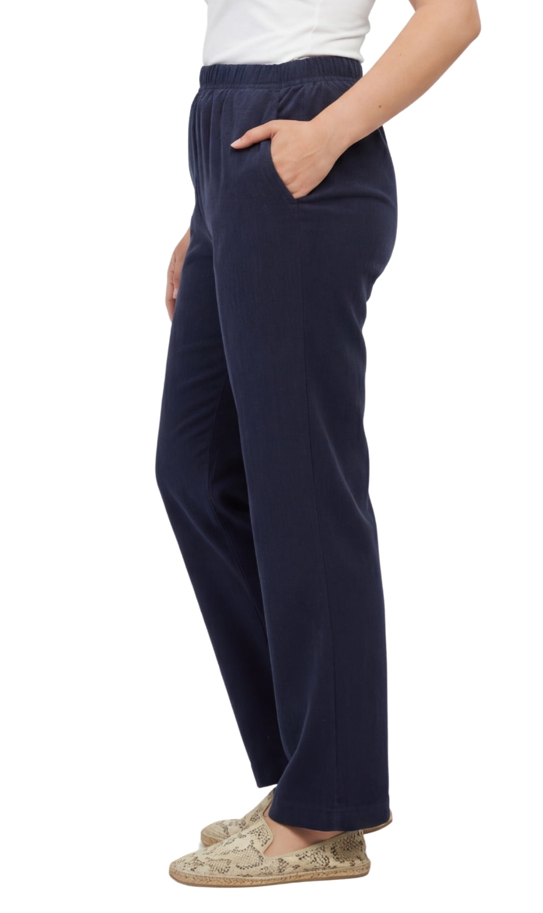 Women's Fine Wale Corduroy Pull-On Pants with Covered Elastic