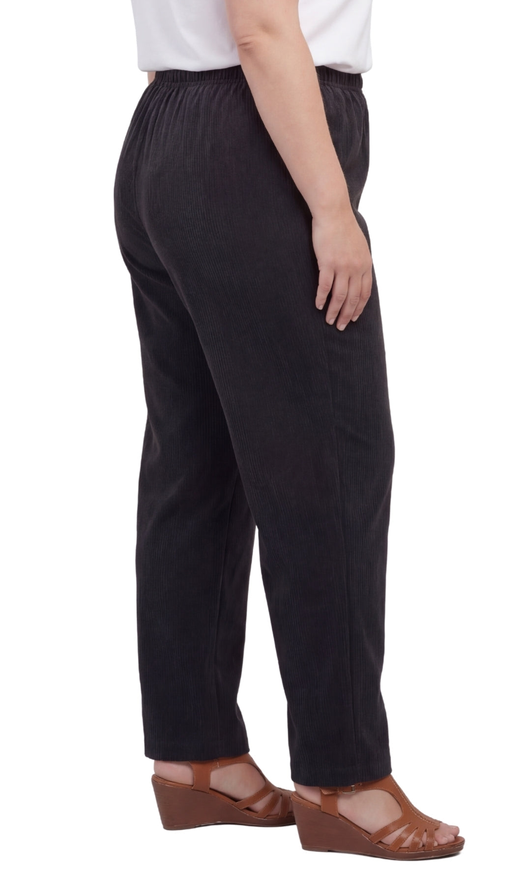 Women's Fine Wale Corduroy Pull-On Pants with Covered Elastic