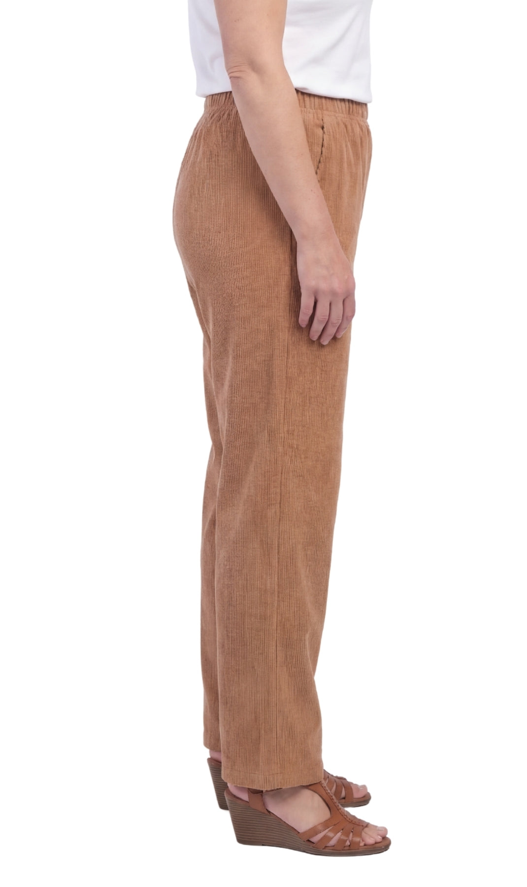 Women's Fine Wale Corduroy Pull-On Pants with Covered Elastic