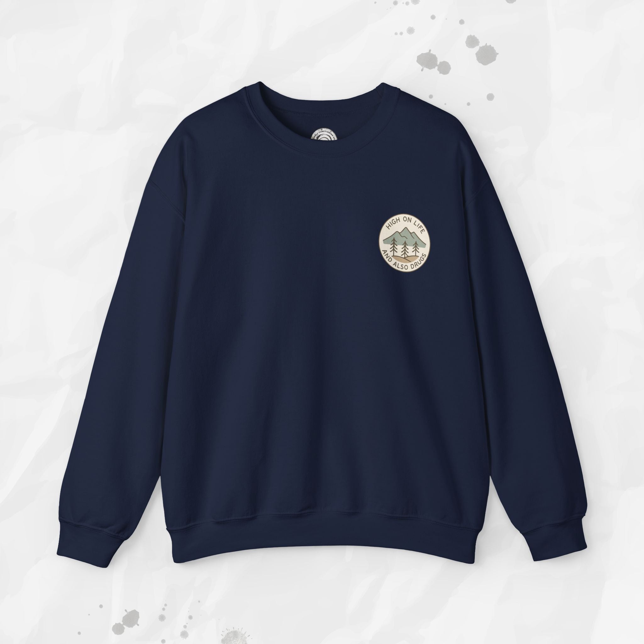 High on Life (and Also Drugs) – Crewneck Sweatshirt (Pocket Print)