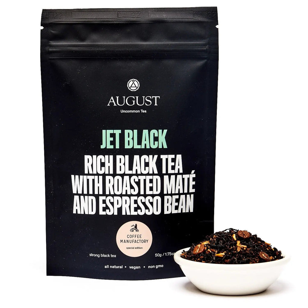 Jet Black Roasty Coffee Black Tea Blend with Espresso Beans - Image 2
