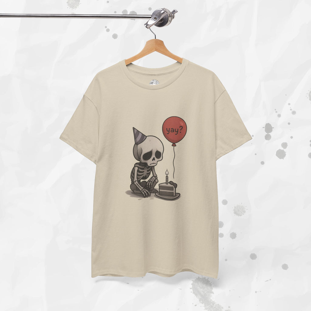 Yay? Skeleton Birthday Graphic T-Shirt - Available in Grey and Red - Image 18