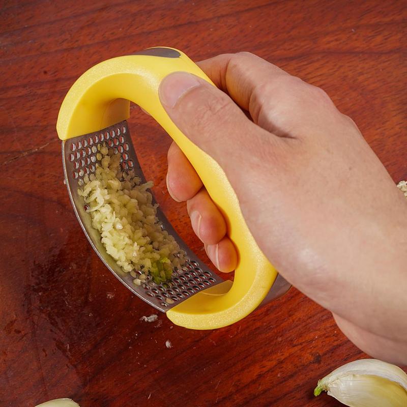 Stainless Steel Garlic Press - Ergonomic Manual Masher Tool