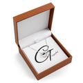 Polished silver interlocking circles necklace with pave cubic zirconia accents on a cable chain