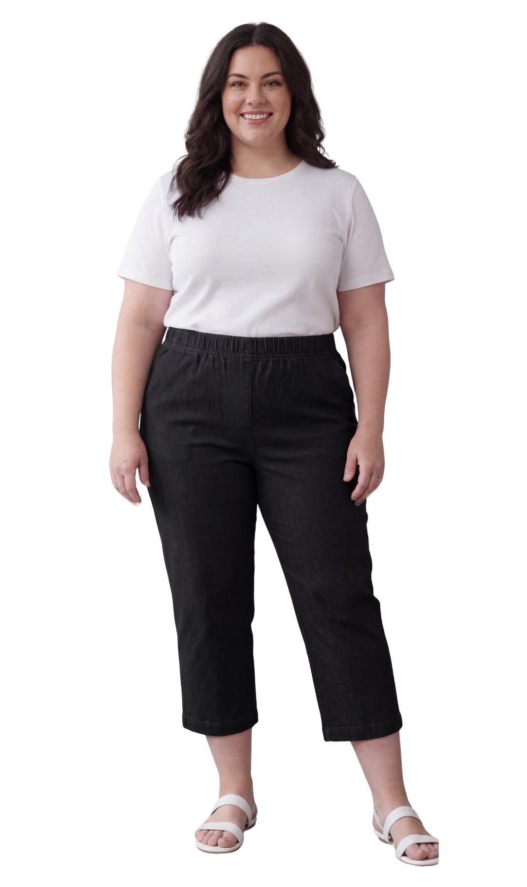 Women's Lightweight Stretch Denim Capri Pants, Mid-Rise Straight
