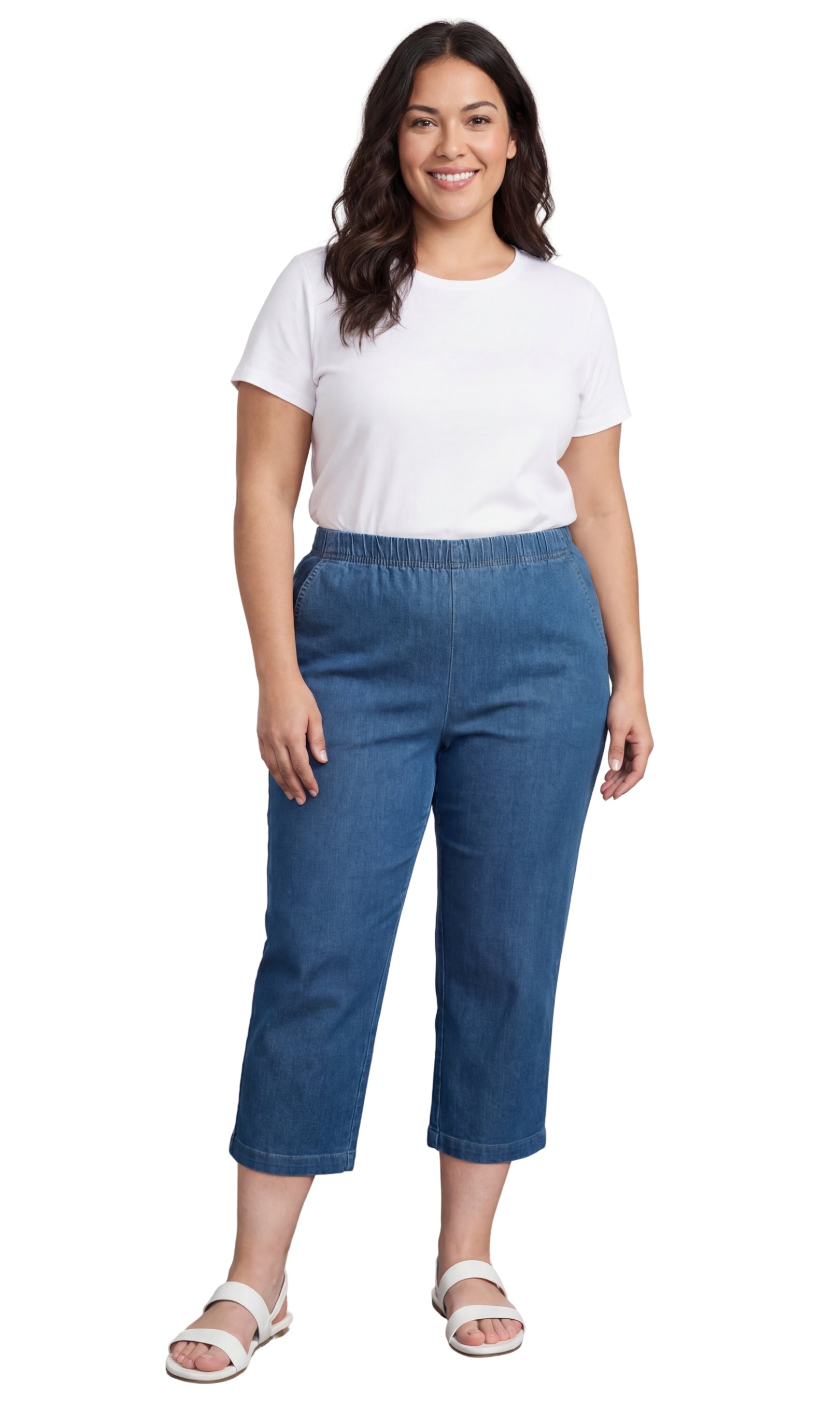 Women's Lightweight Stretch Denim Capri Pants, Mid-Rise Straight