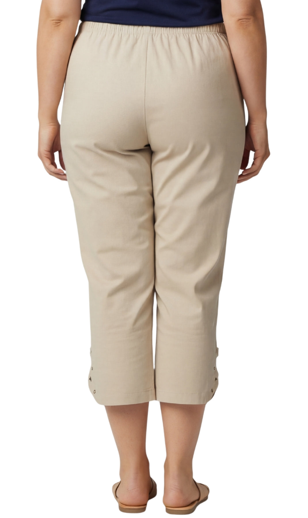 Women's Lightweight Denim Capri Pants with Studded Hem Detail