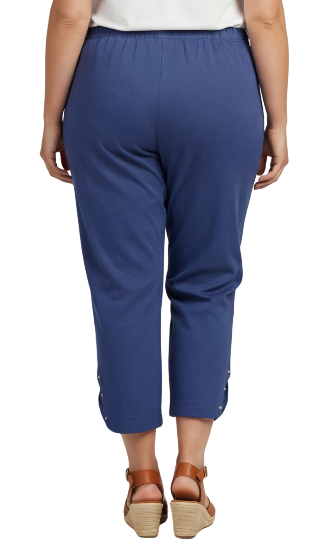 Women's Lightweight Denim Capri Pants with Studded Hem Detail