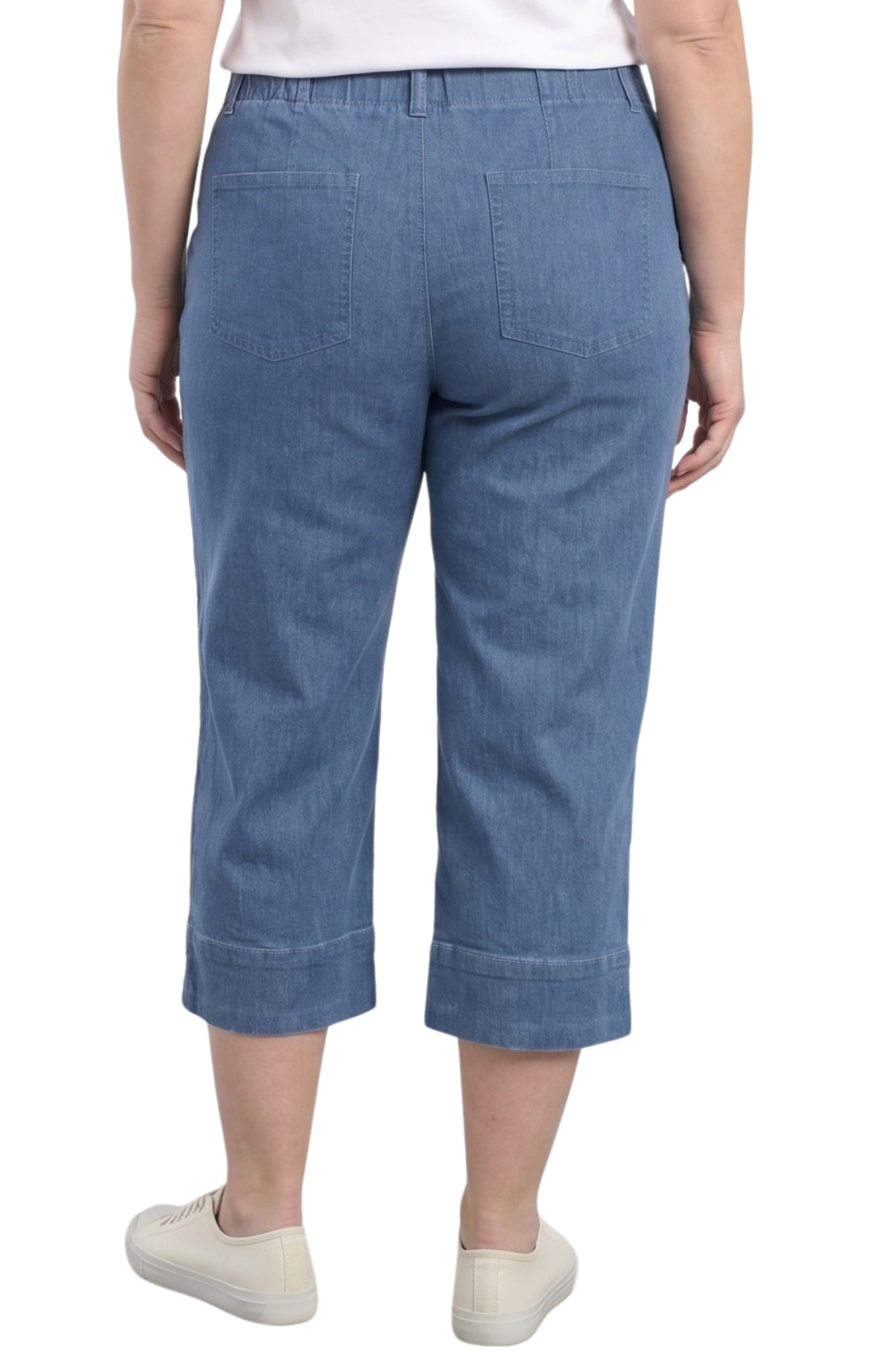 Women's Straight Leg Denim Capri Pants in Blue Lightweight Cotton