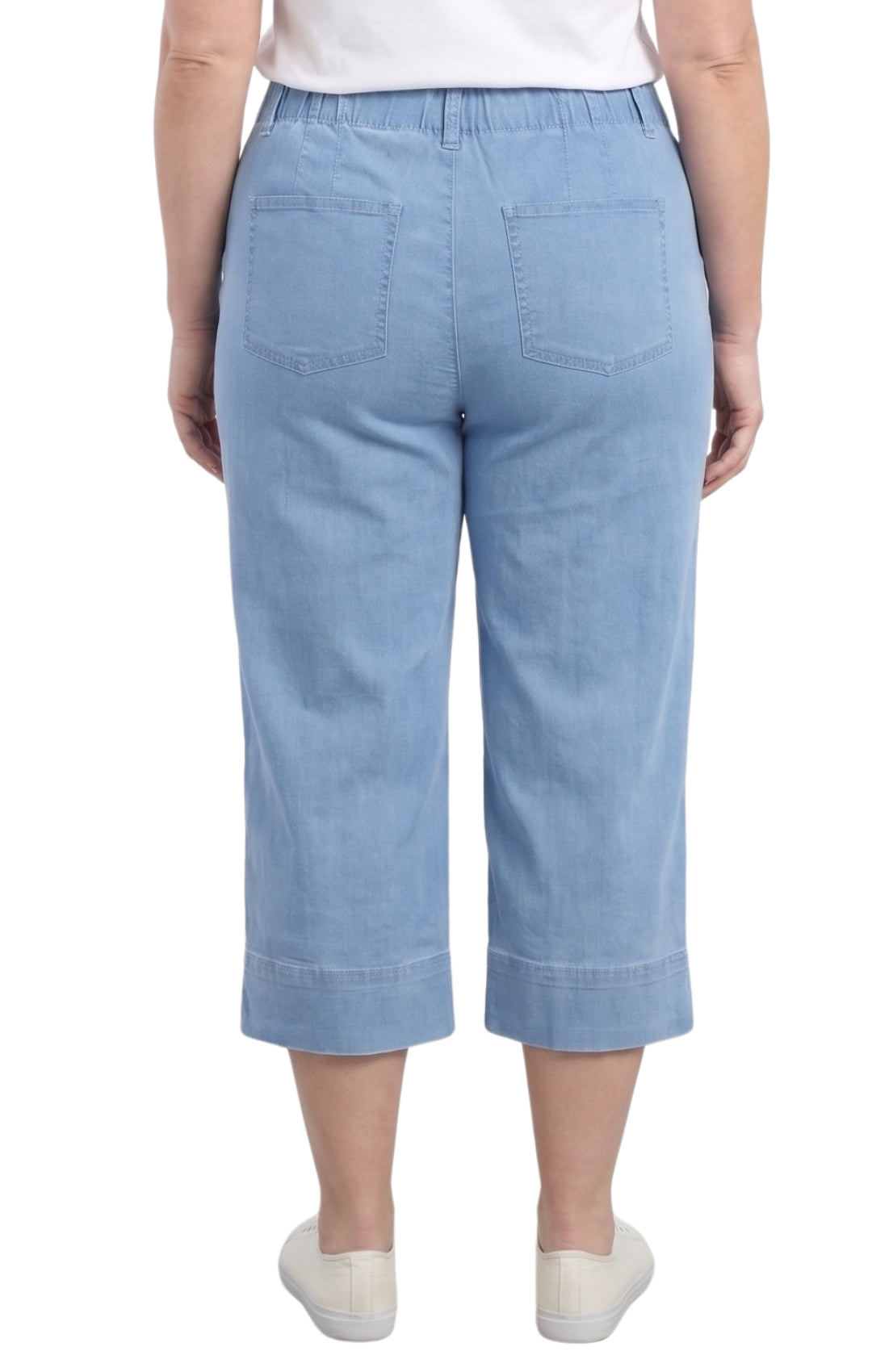 Women's Straight Leg Denim Capri Pants in Blue Lightweight Cotton