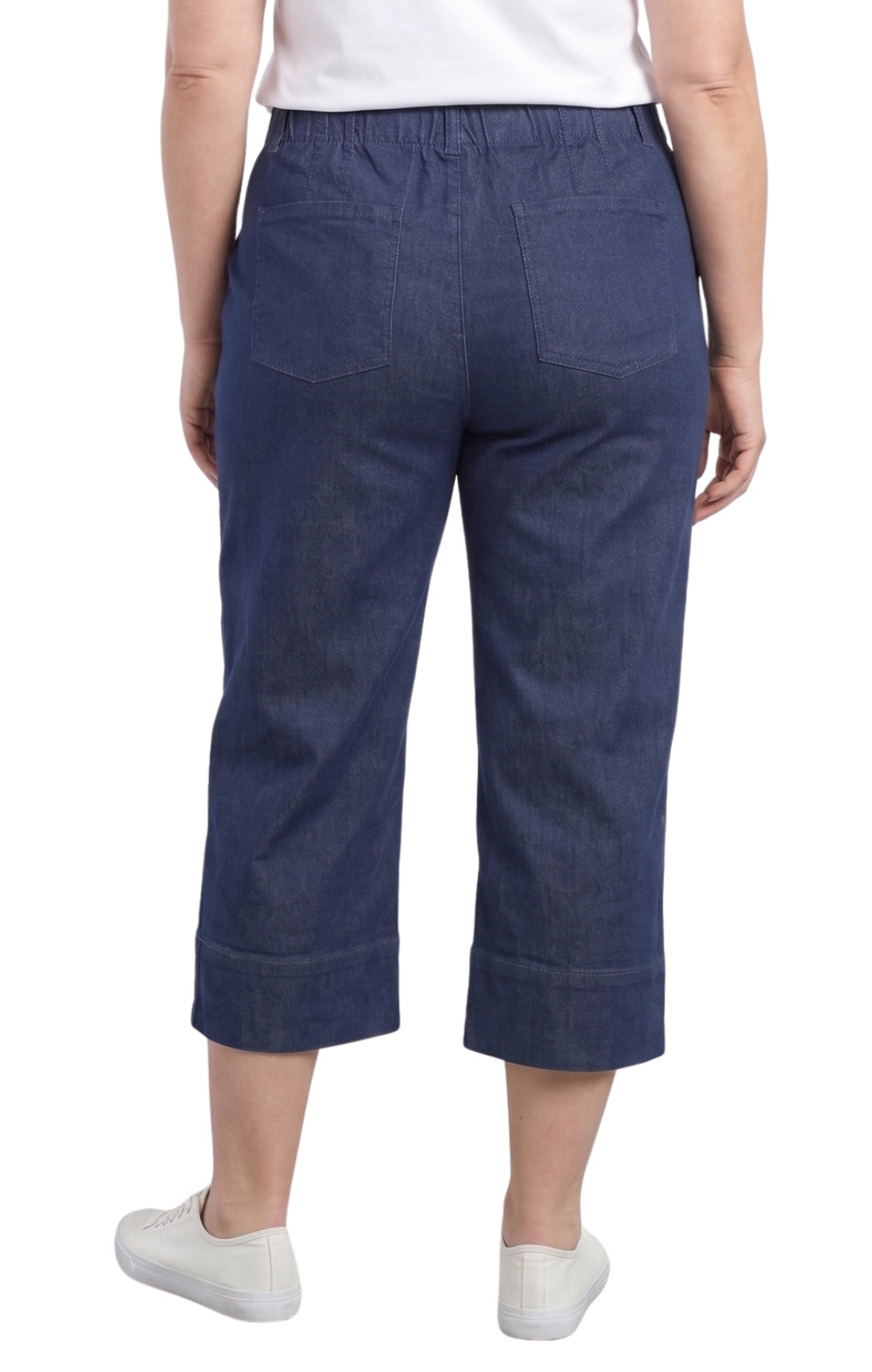 Women's Straight Leg Denim Capri Pants in Blue Lightweight Cotton