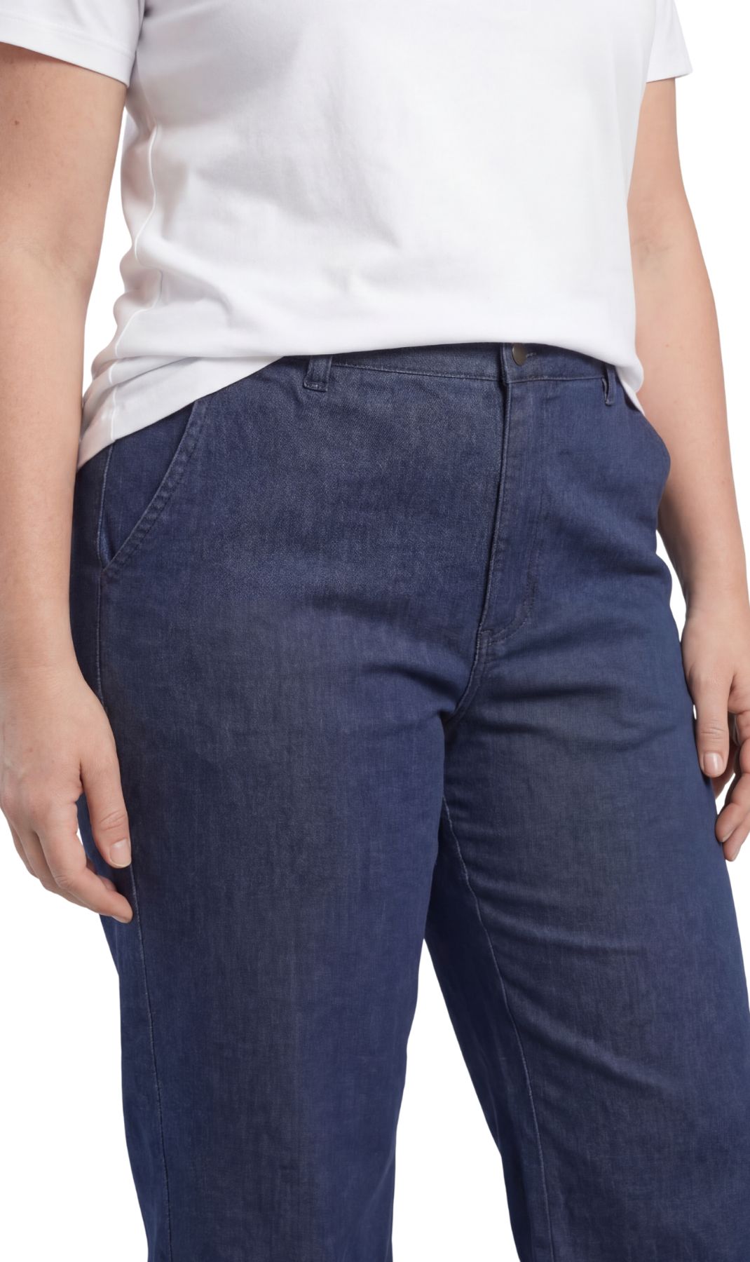 Women's Straight Leg Denim Capri Pants in Blue Lightweight Cotton
