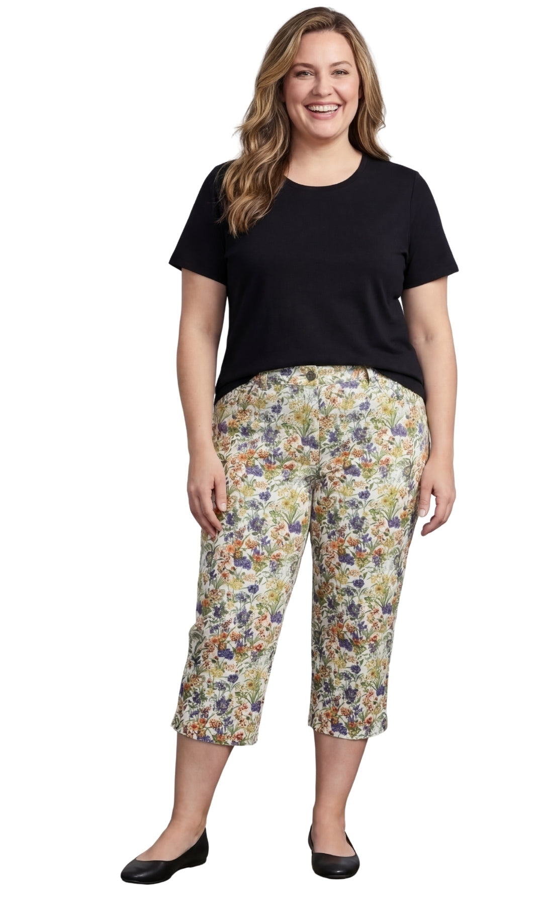 Women's Botanical Bloom Capri Pants with Front Pockets