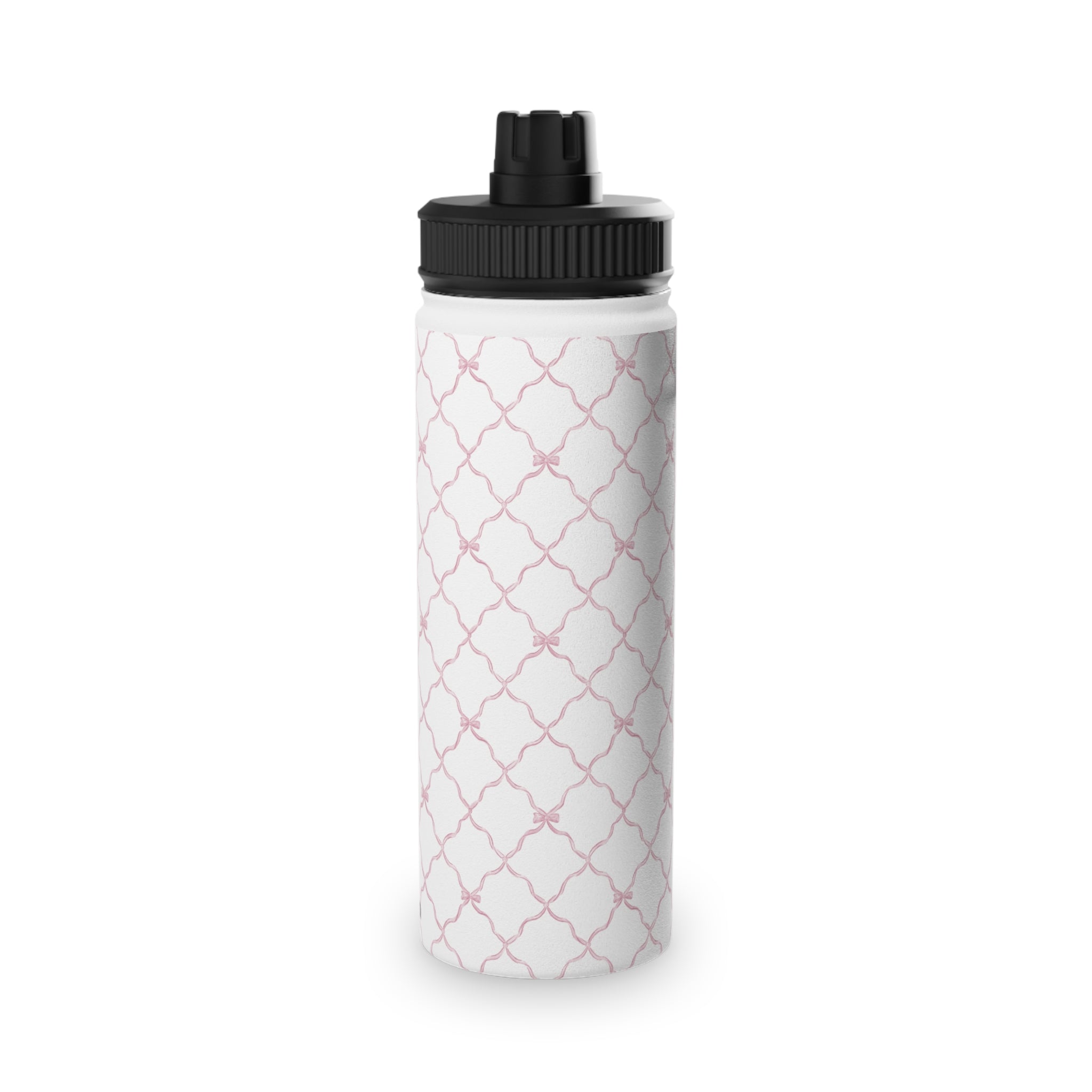 Trellis Bow Stainless Steel Water Bottle, Sports Lid - Pink