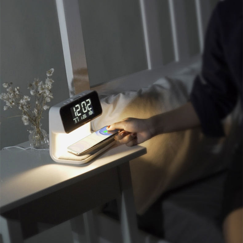 3-in-1 Minimalist Bedside Lamp, Wireless Charger & Alarm Clock