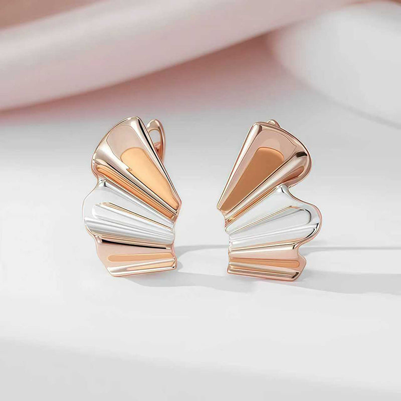 Rose Gold Zircon Geometric Earrings