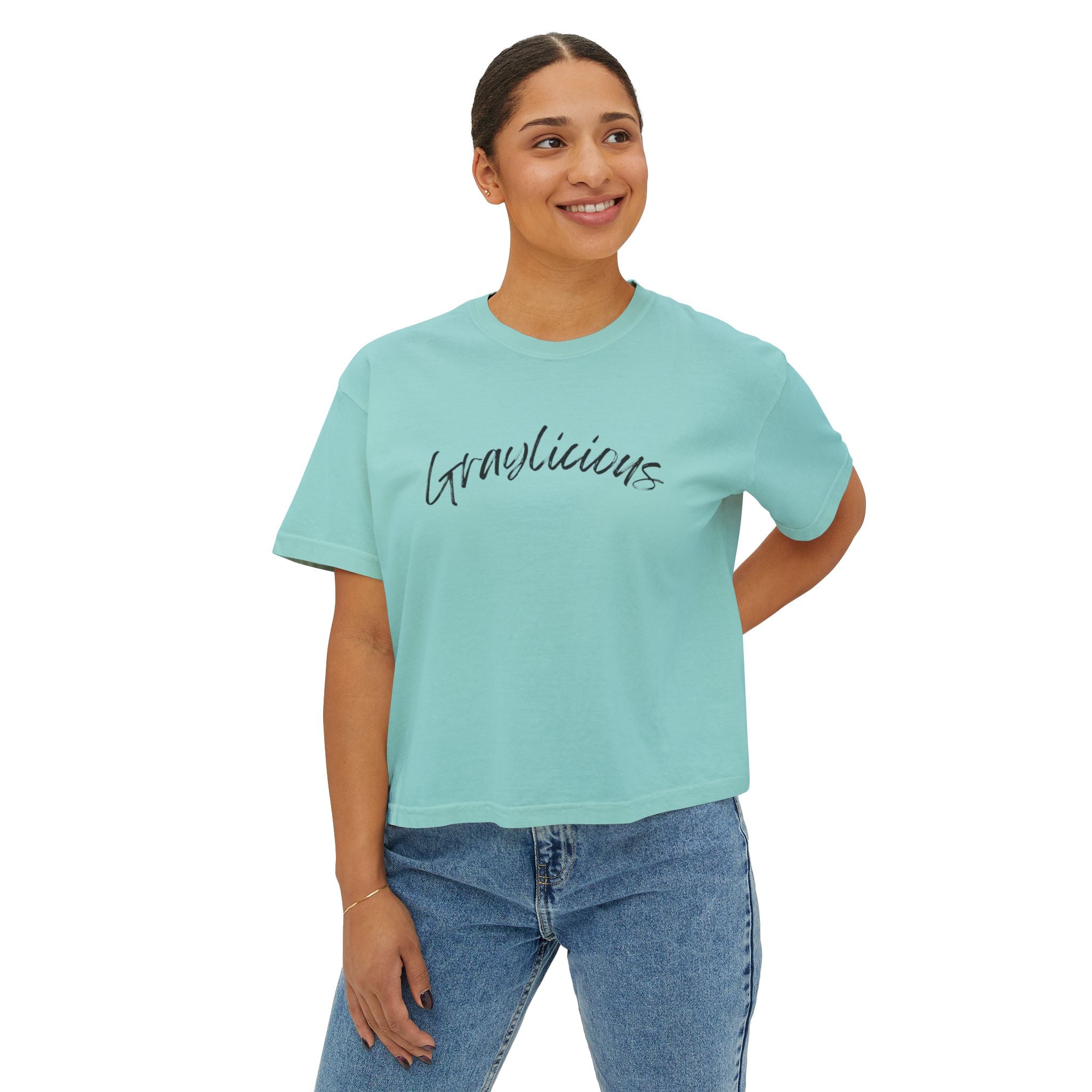 Women's Boxy Cotton Oversized Crewneck Short Sleeve Tee