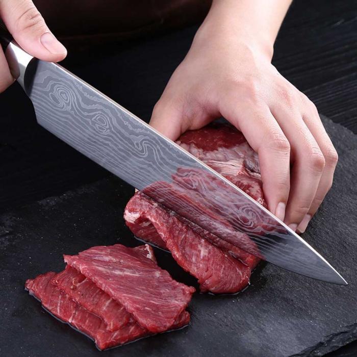 Damascus Chef Knife 8-Inch Stainless Steel Modern Kitchen Tool