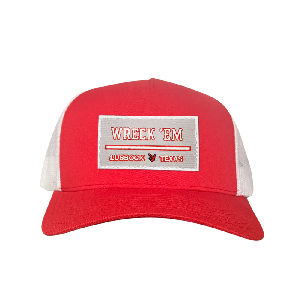 Texas Tech Red Raiders Wreck'Em Tech rectangular patch snapback hat with mesh back