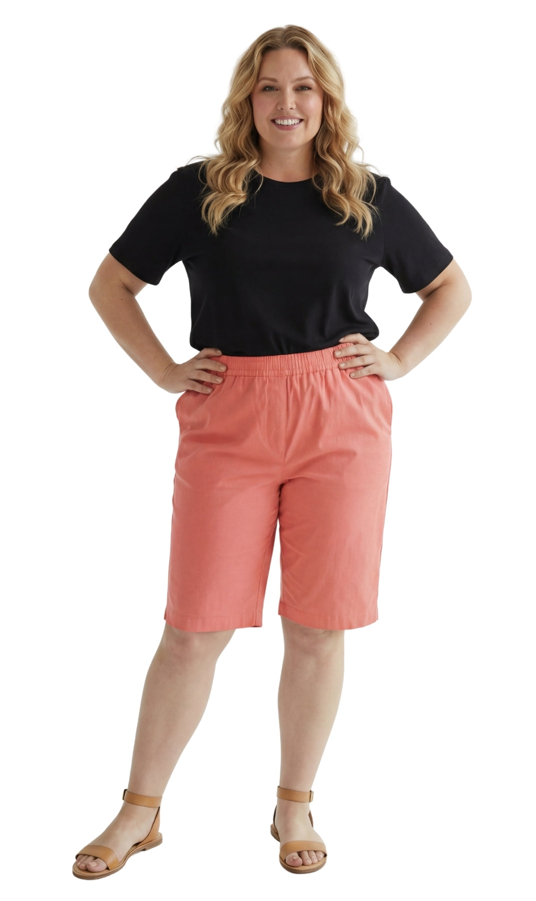 Women's Pull-On Bermuda Shorts in Denim and Twill - Stretch Fit