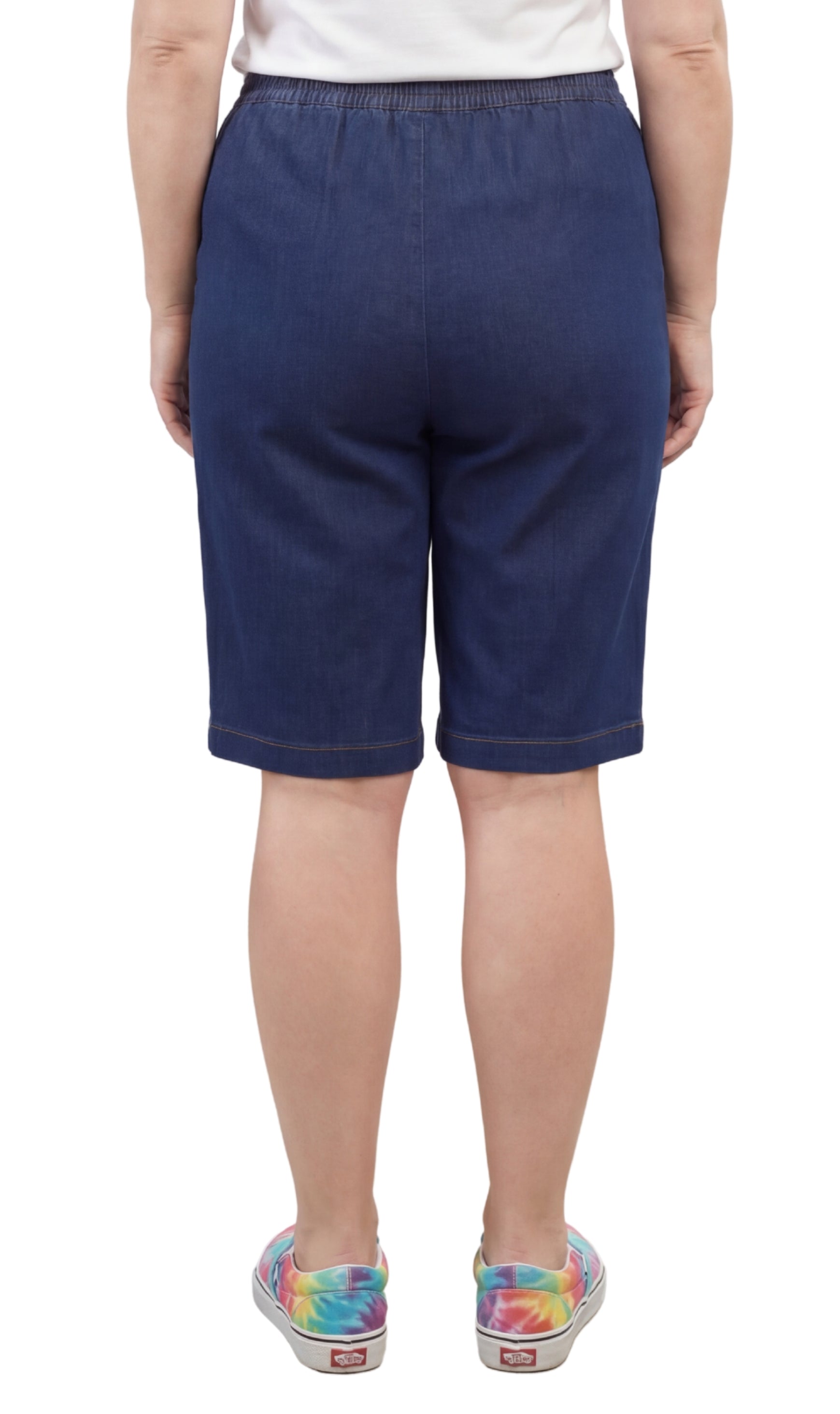 Women's Pull-On Bermuda Shorts in Denim and Twill - Stretch Fit