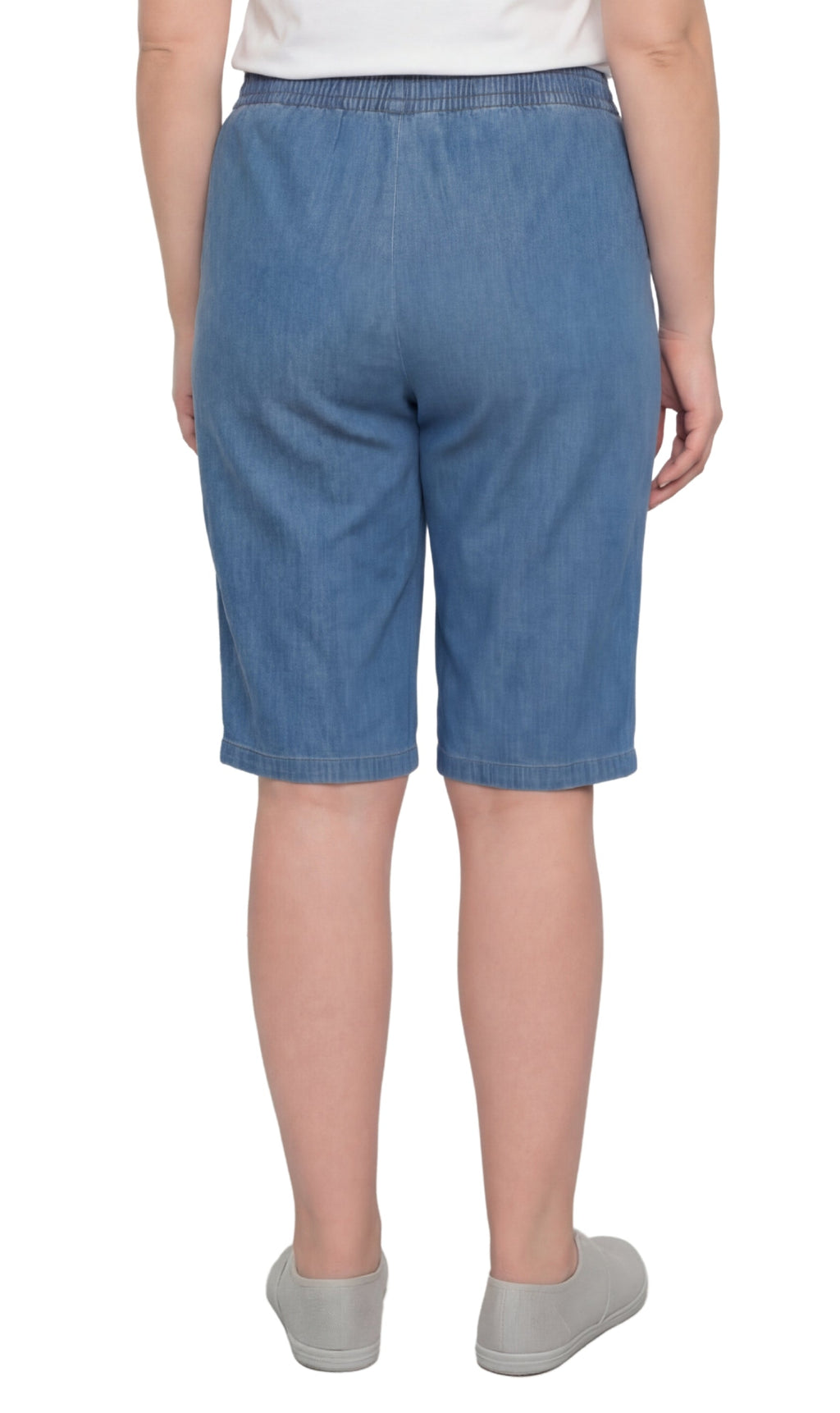 Women's Pull-On Bermuda Shorts in Denim and Twill - Stretch Fit