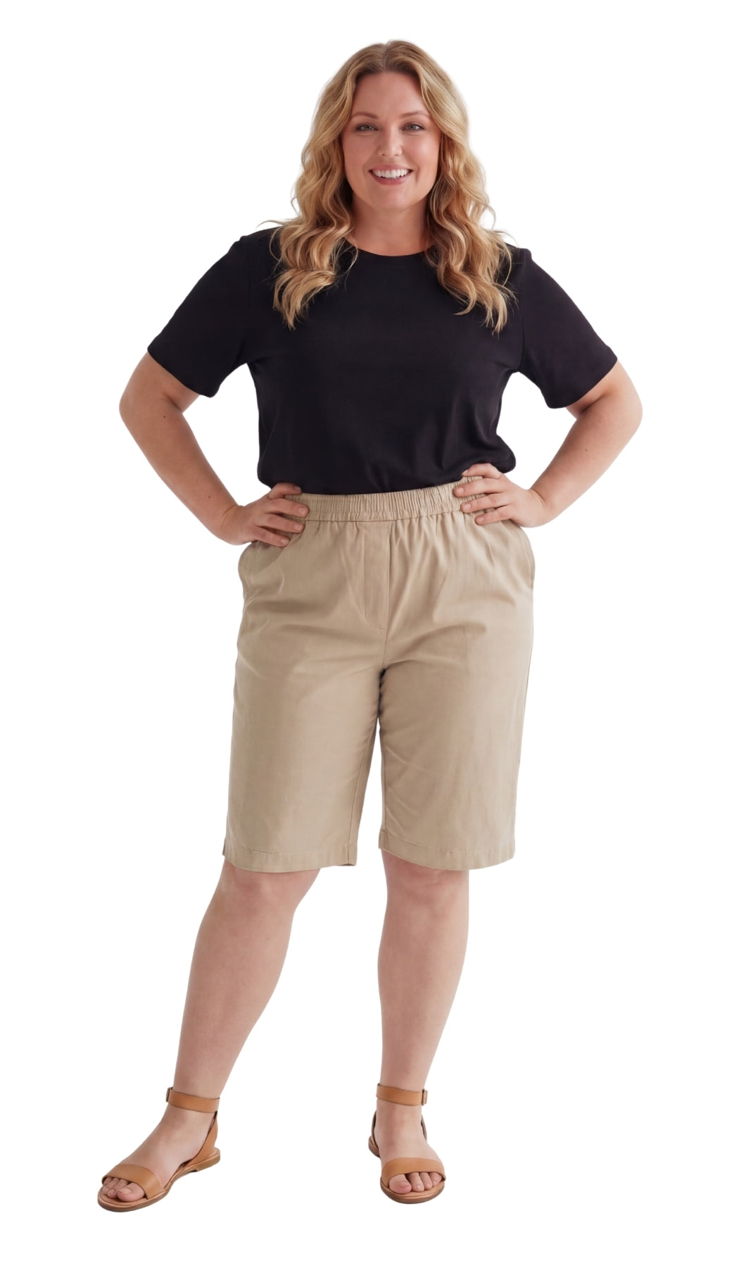 Women's Pull-On Bermuda Shorts in Denim and Twill - Stretch Fit