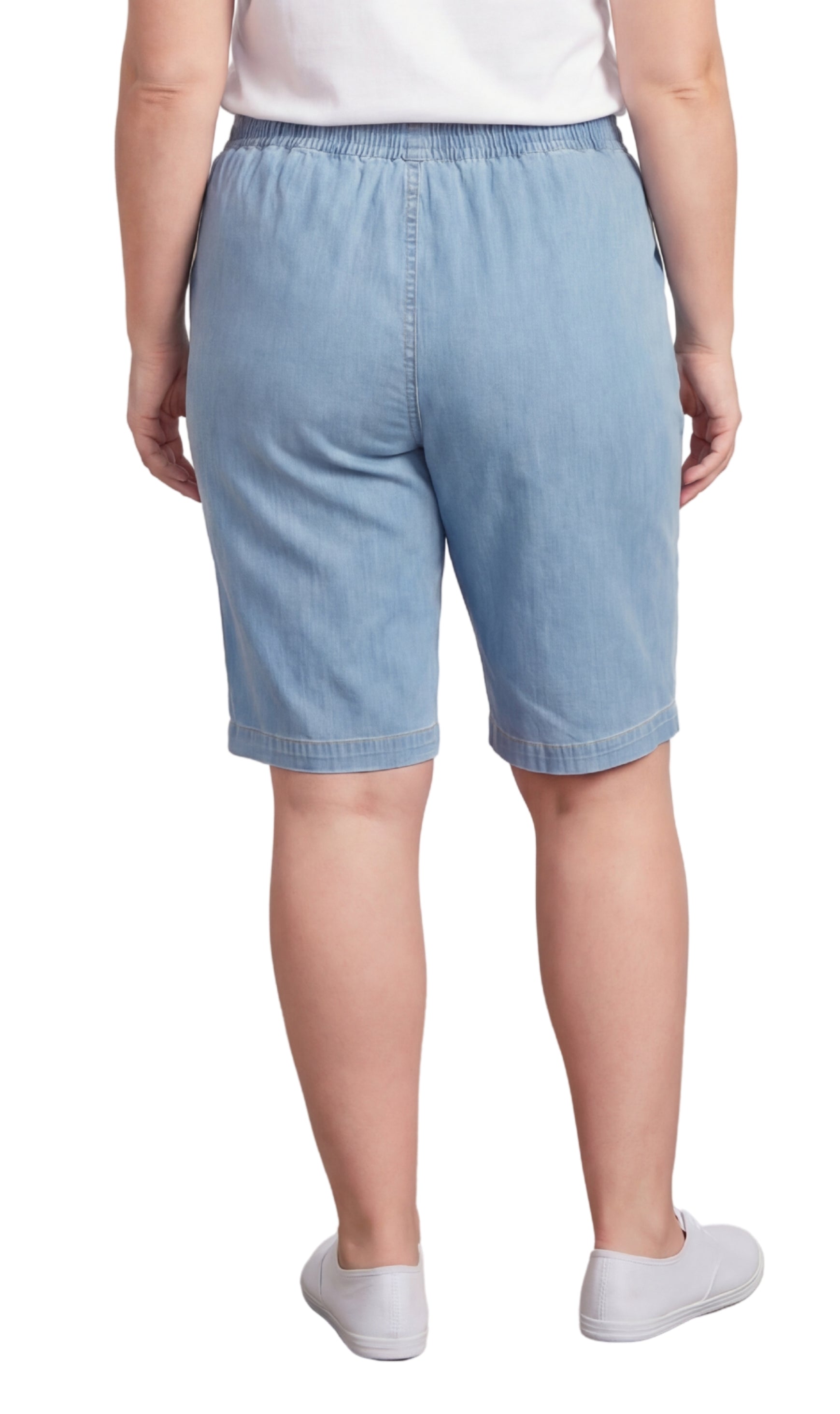 Women's Pull-On Bermuda Shorts in Denim and Twill - Stretch Fit