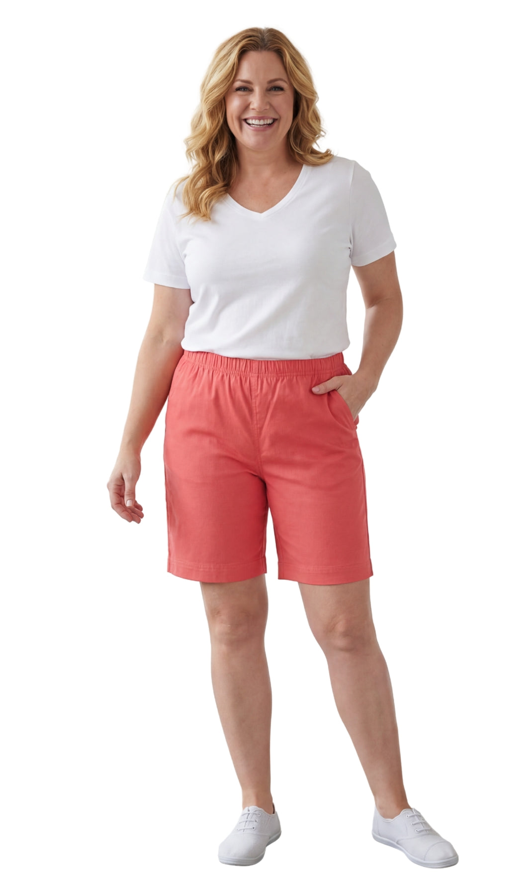 Women's Pull-On Denim and Twill Shorts with Elastic Waist