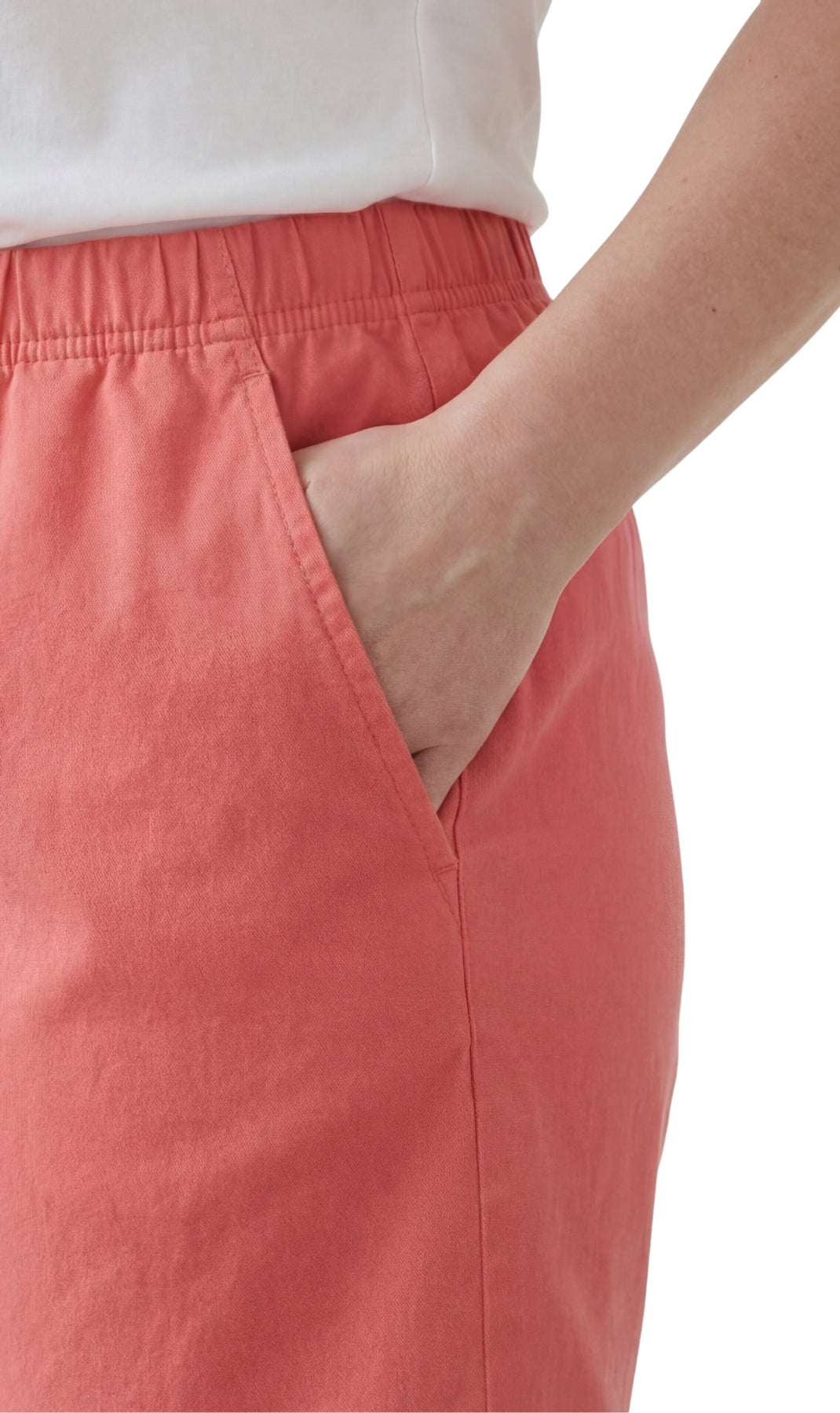 Women's Pull-On Denim and Twill Shorts with Elastic Waist