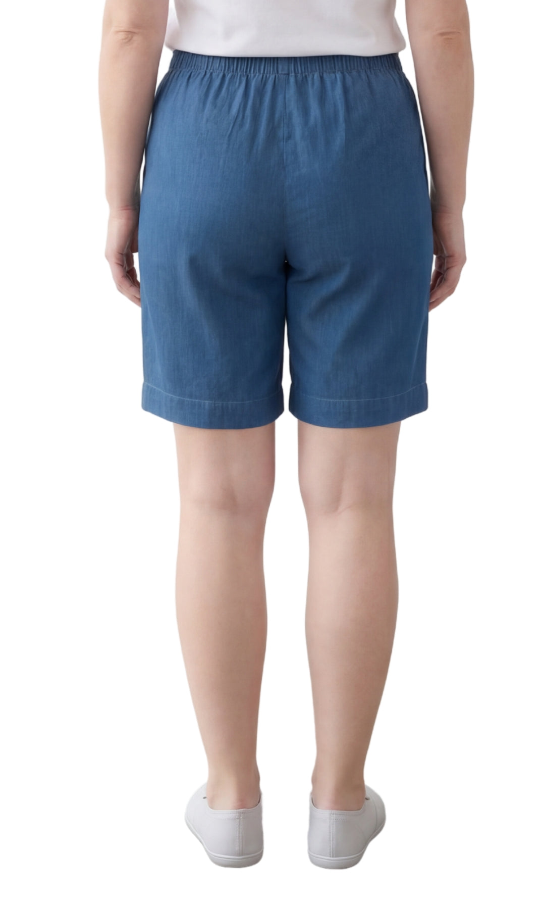 Women's Pull-On Denim and Twill Shorts with Elastic Waist