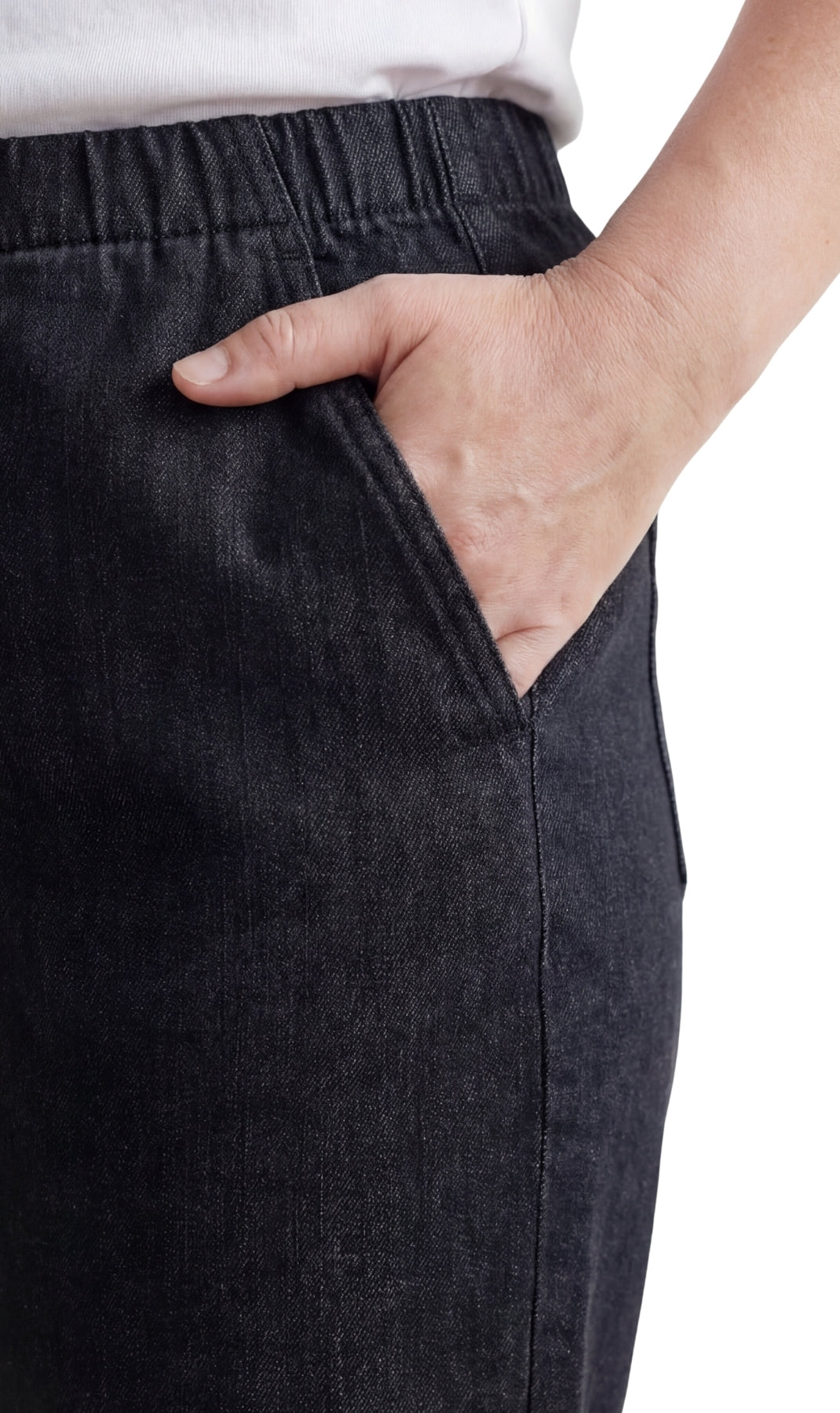 Women's Pull-On Denim and Twill Shorts with Elastic Waist
