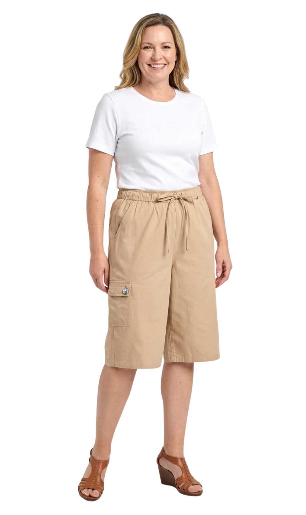 Women's Calcutta Cotton Split Skirt Culottes with Cargo Pockets
