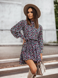 Women Summer Vacation New Printed Irregular Asymmetric Long Sleeve Dress