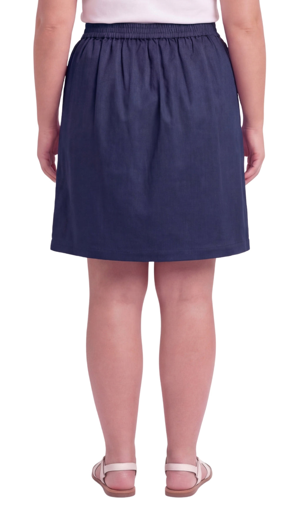 Women's A-Line Pull-On Twill Skort - Knee Length Elastic Waist
